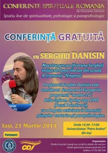 Conferinta ezoterica gratuita, cu maestrul Gon Po Serghei Danisin – 21 martie 2014, Iasi